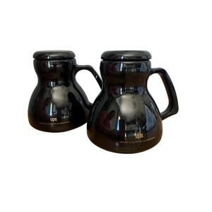 UPS Travel Coffee Mugs Cups No Spill Non-Slip Set of 2 Black Screw Top0
